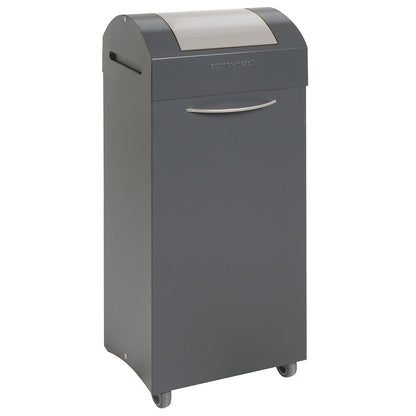 Recyclable waste collector, flame extinguishing, WxD 380 x 320 mm, capacity 75 l, light grey flap.