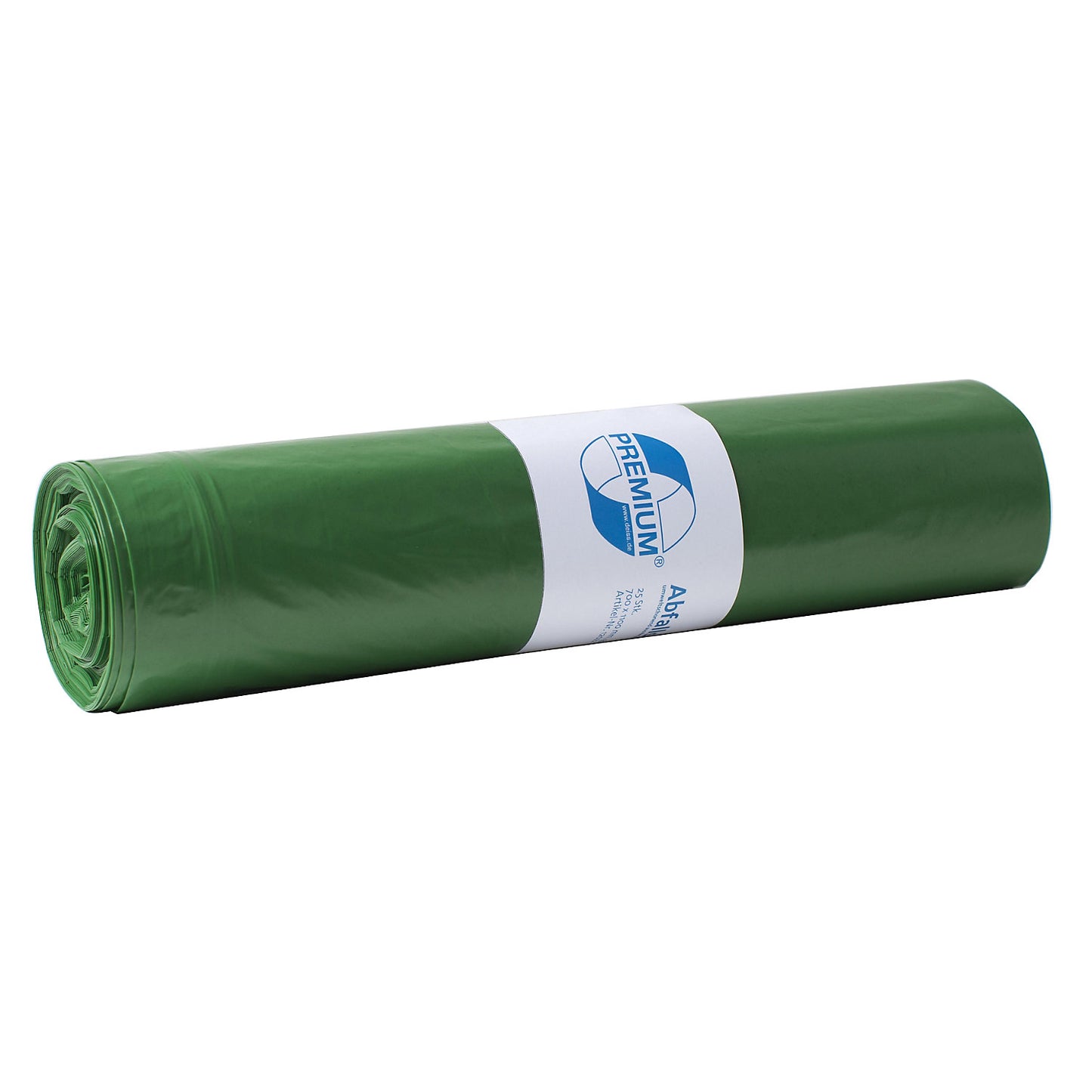 Waste sacks, LDPE, 120 l, 37 µm, WxL 700 x 1100 mm, pack of 250, green.
