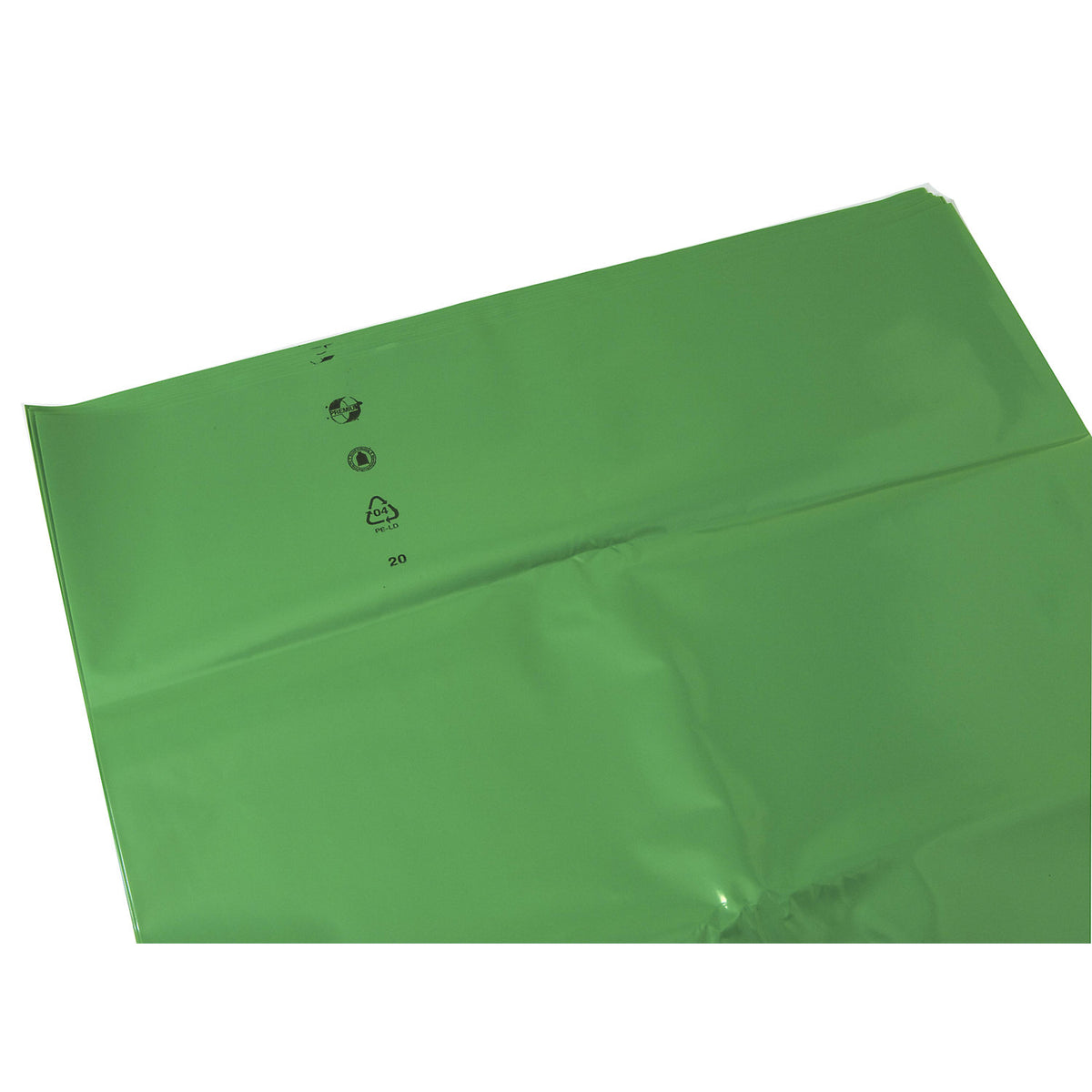 PREMIUM large capacity waste sacks, LDPE, 120 l, LxWxH 700 x 250 x 1200 mm, 50 µm, green, pack of 200.