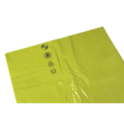 PREMIUM large capacity waste sacks, LDPE, 120 l, LxWxH 700 x 250 x 1200 mm, 50 µm, yellow, pack of 200.
