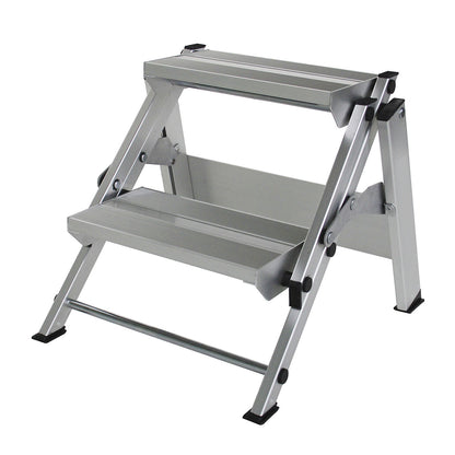 Aluminium folding steps, without safety rail, 2 steps.