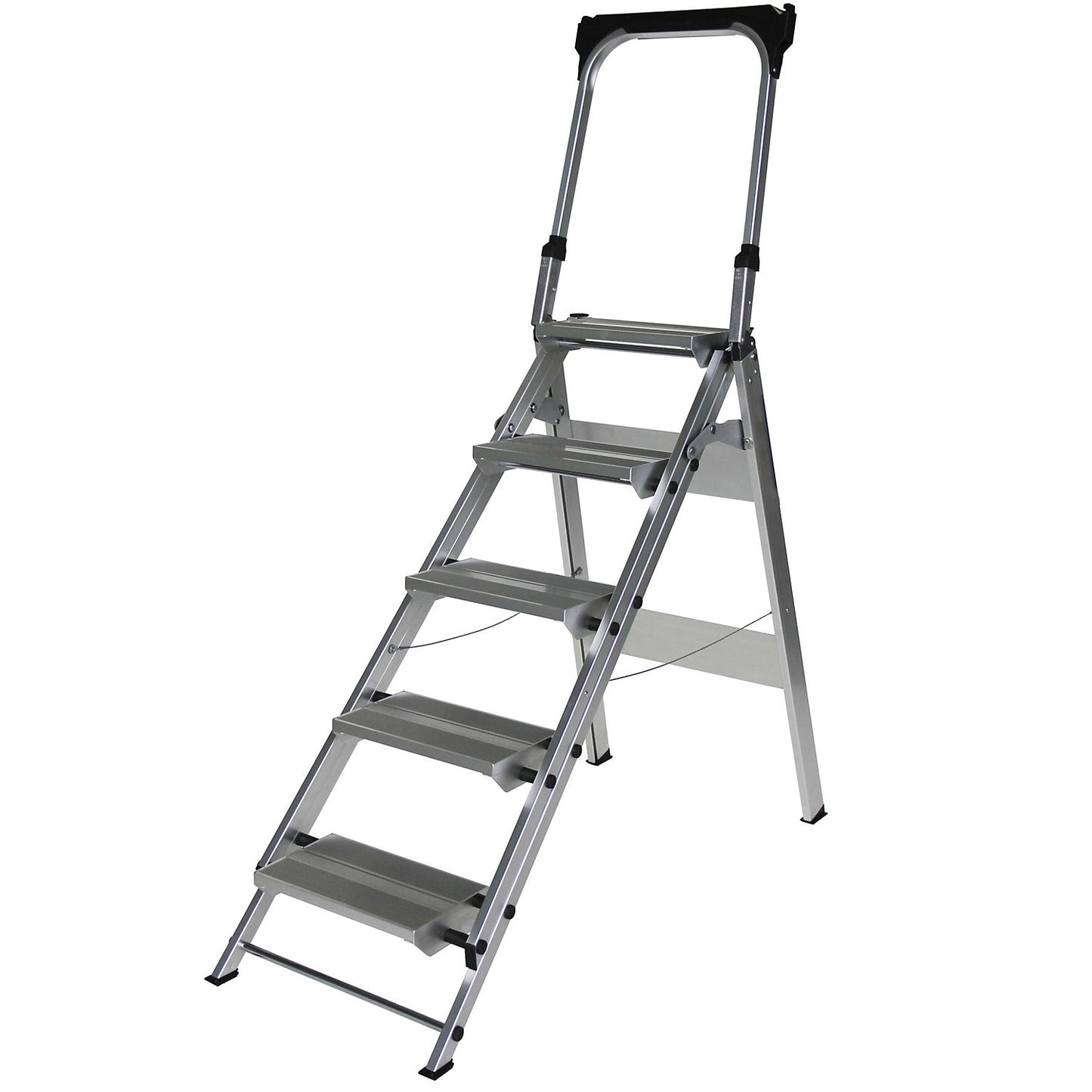Aluminium folding steps, with safety rail, 5 steps.