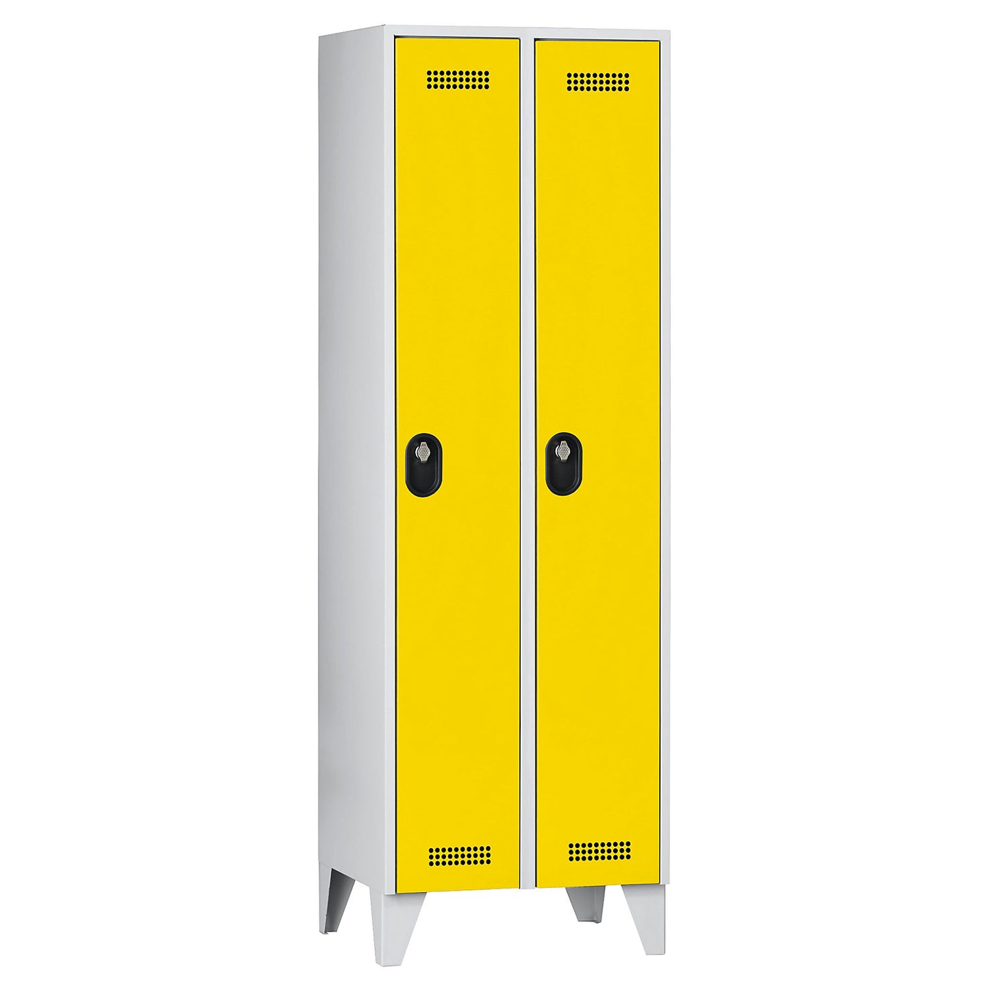 Köln clothes locker, 2 compartments, light grey / zinc yellow, 600 mm.