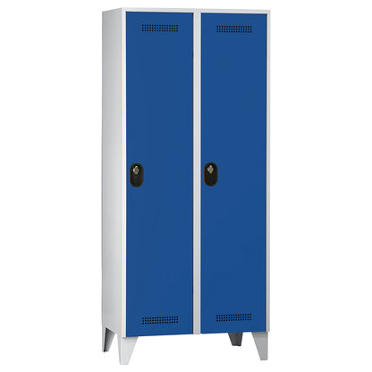 Köln clothes locker, 2 compartments, light grey / gentian blue, 800 mm.