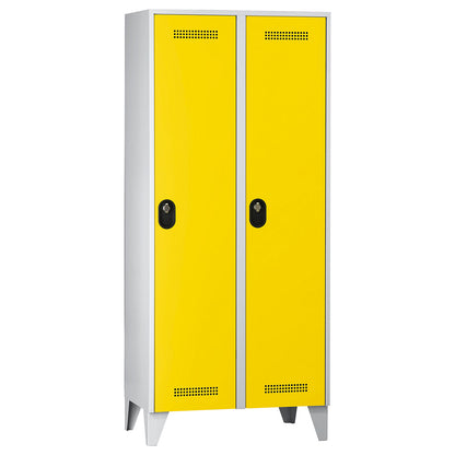 Köln clothes locker, 2 compartments, light grey / zinc yellow, 800 mm.