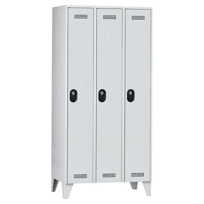 Köln clothes locker, 3 compartments, light grey, 900 mm.
