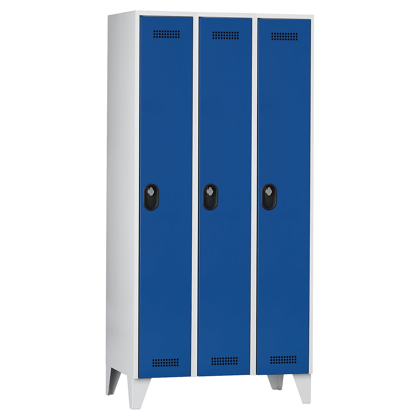 Köln clothes locker, 3 compartments, light grey / gentian blue, 900 mm.