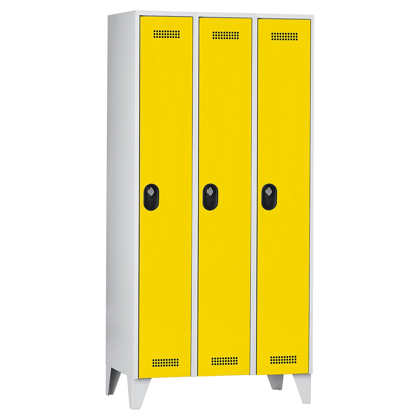 Köln clothes locker, 3 compartments, light grey / zinc yellow, 900 mm.