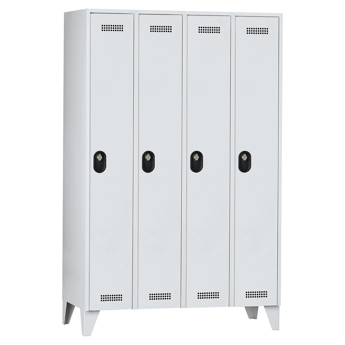 Köln clothes locker, 4 compartments, light grey, 1200 mm.