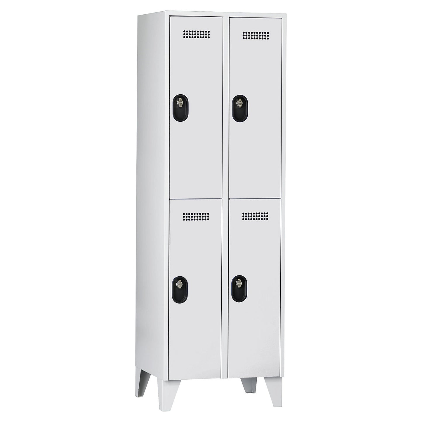 Köln double deck clothes locker, 2 compartments, light grey, 600 mm.