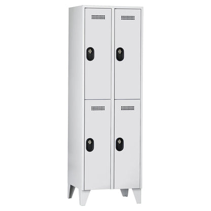 Köln double deck clothes locker, 2 compartments, light grey, 600 mm.