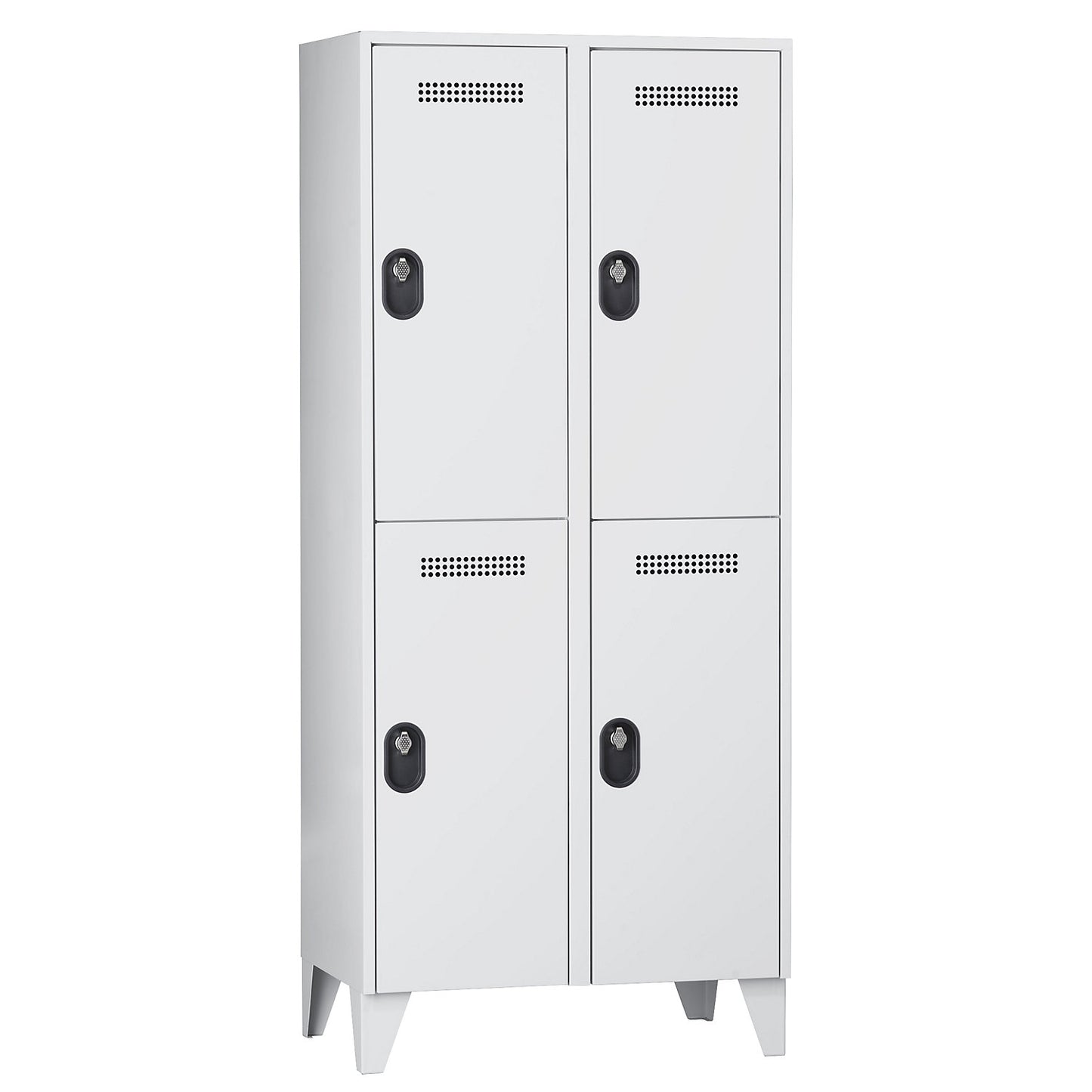Köln double deck clothes locker, 2 compartments, light grey, 800 mm.