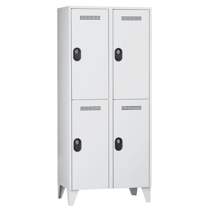 Köln double deck clothes locker, 2 compartments, light grey, 800 mm.