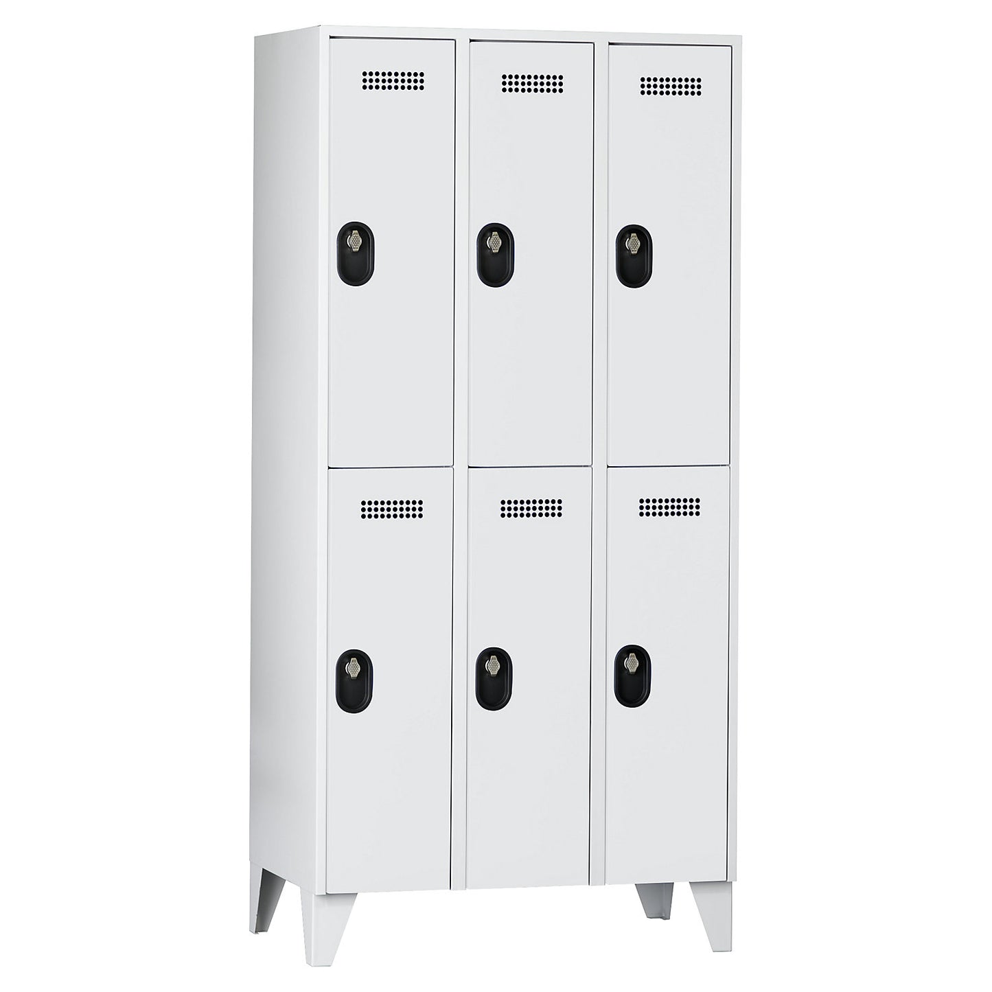 Köln double deck clothes locker, 3 compartments, light grey, 900 mm.