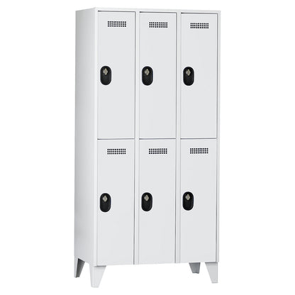 Köln double deck clothes locker, 3 compartments, light grey, 900 mm.