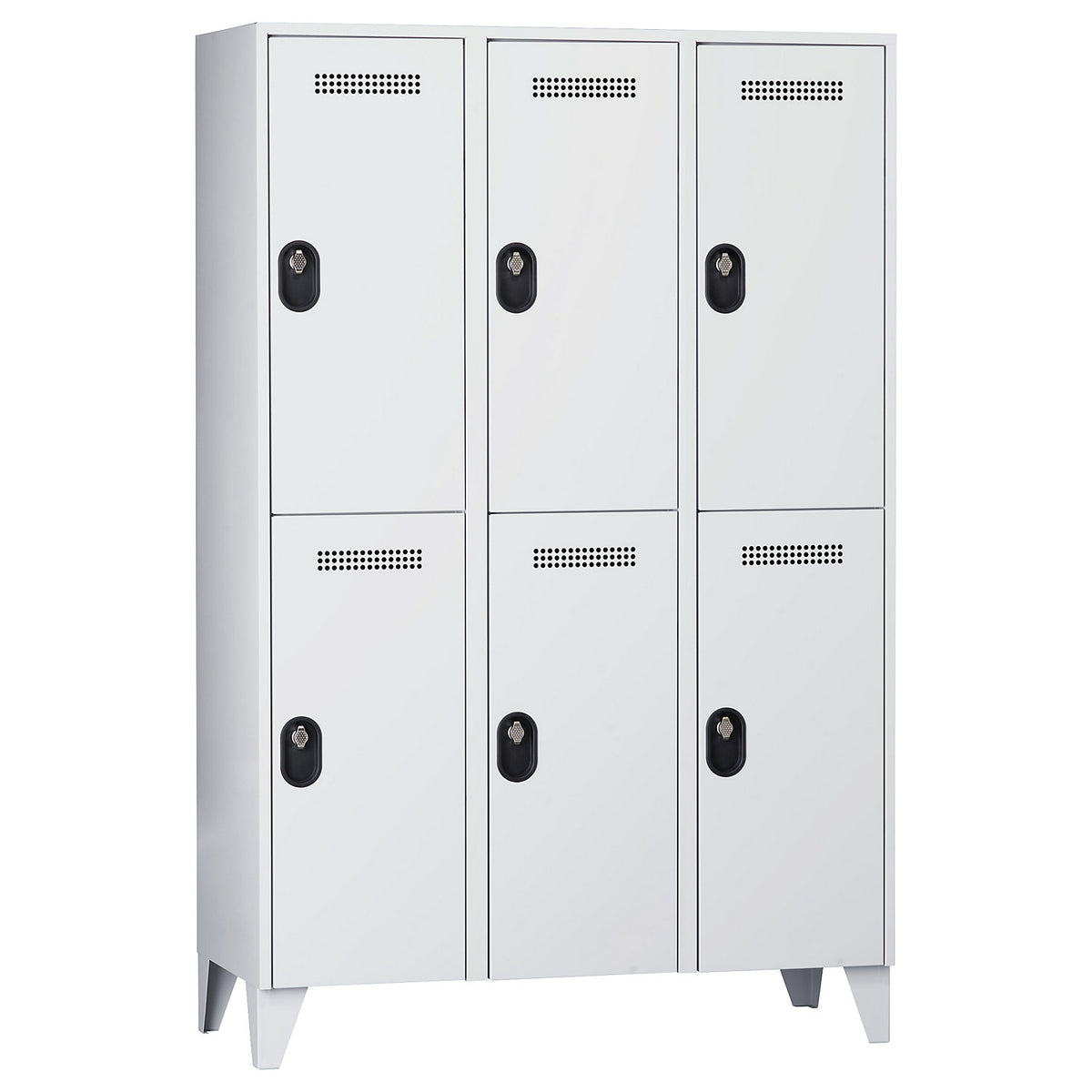Köln double deck clothes locker, 3 compartments, light grey, 1200 mm.
