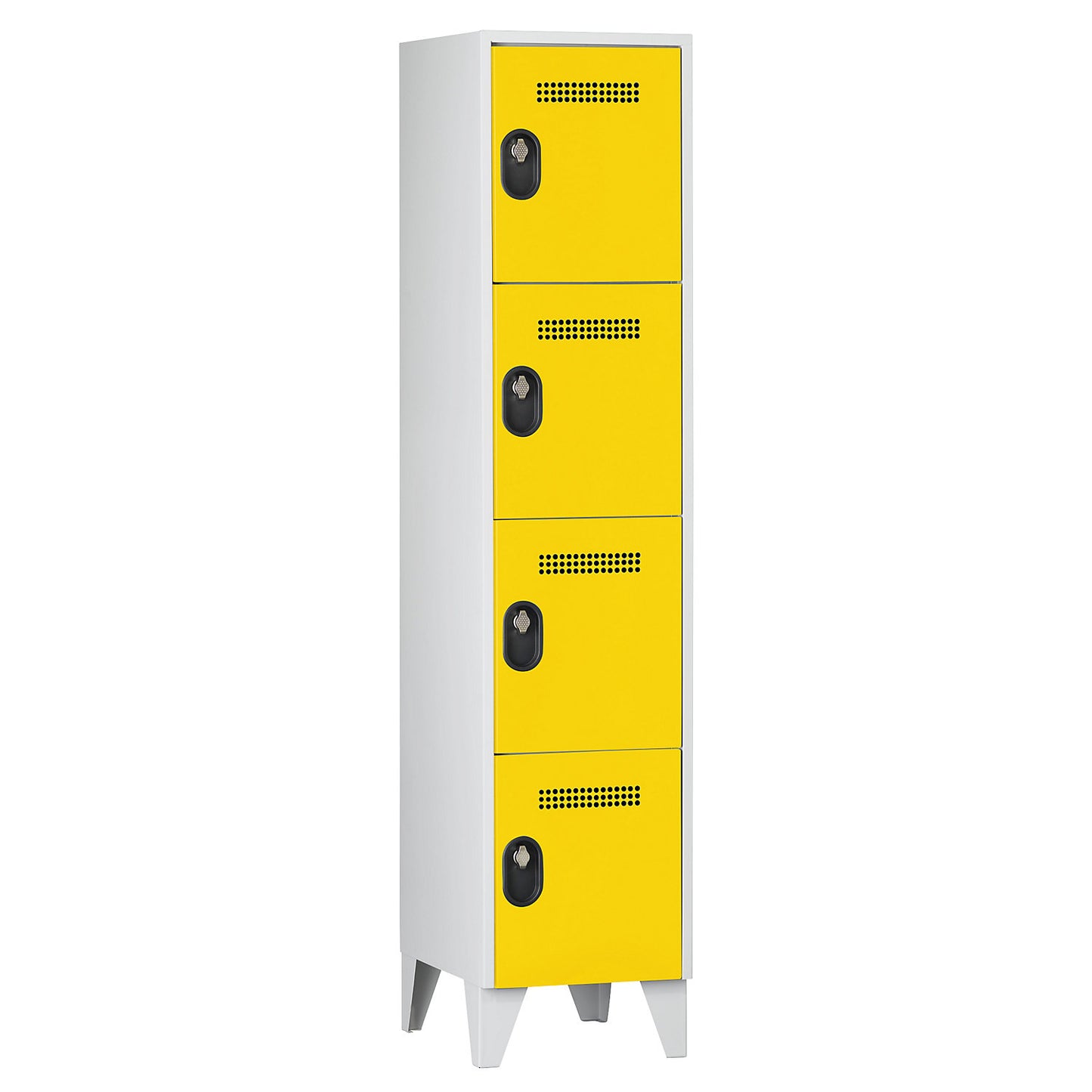 Köln 4-fold compartment locker, 1 compartment, light grey / zinc yellow, 400 mm.