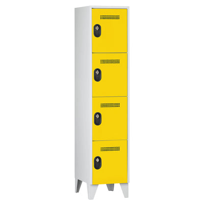 Köln 4-fold compartment locker, 1 compartment, light grey / zinc yellow, 400 mm.