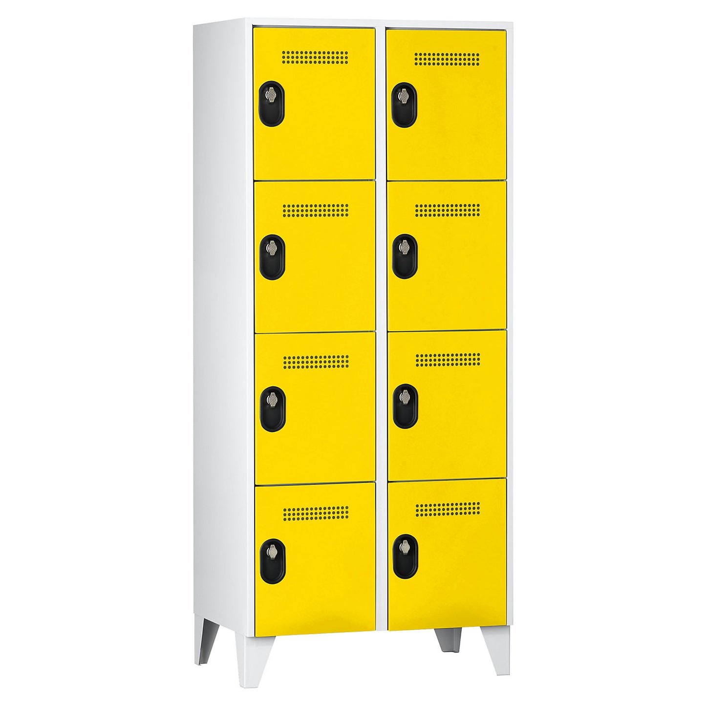 Köln 4-fold compartment locker, 2 compartments, light grey / zinc yellow, 800 mm.
