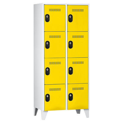 Köln 4-fold compartment locker, 2 compartments, light grey / zinc yellow, 800 mm.
