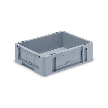 Euro size stacking containers, external LxWxH 400 x 300 x 120 mm, grey, pack of 6.