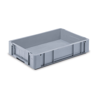Euro size stacking containers, external LxWxH 600 x 400 x 120 mm, grey, pack of 3.