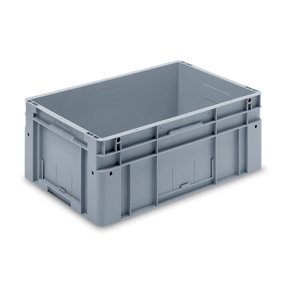 Euro size stacking containers, external LxWxH 600 x 400 x 270 mm, grey.