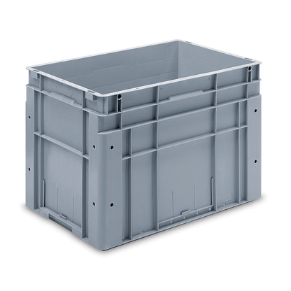 Euro size stacking containers, external LxWxH 600 x 400 x 420 mm, grey.