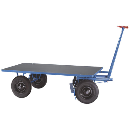 Turntable truck, max. load 1000 kg, platform 1250 x 800 mm, pneumatic tyres.