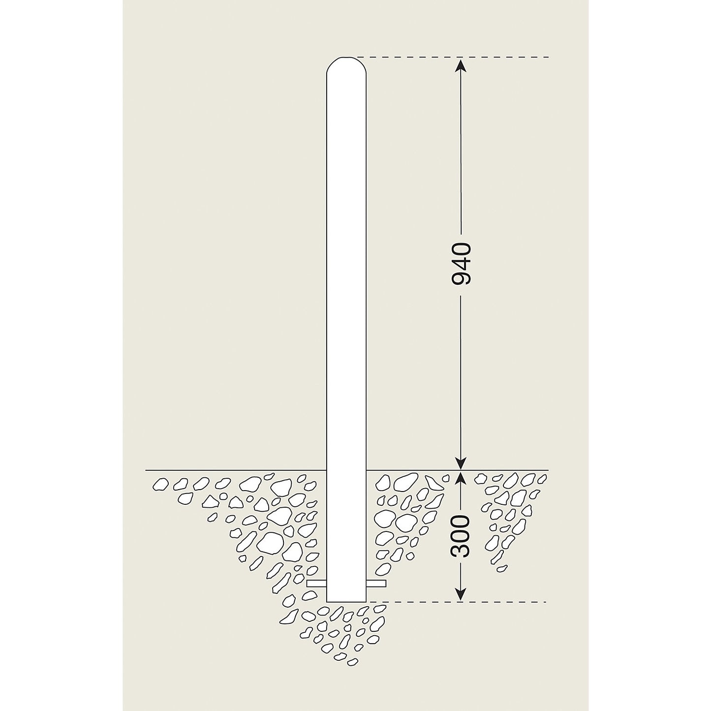 City bollard, for concreting in, without chain eyelet.