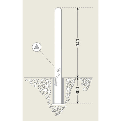 City bollard, removable, with triangle lock, 1 chain eyelet.