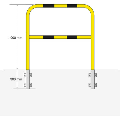 Safety barrier, steel, Ø 48 mm, for wall mounting, removable, width 1000 mm, plastic coated.