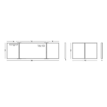 Folding whiteboard, complete set, sheet steel, enamel, 16:10 projection format.