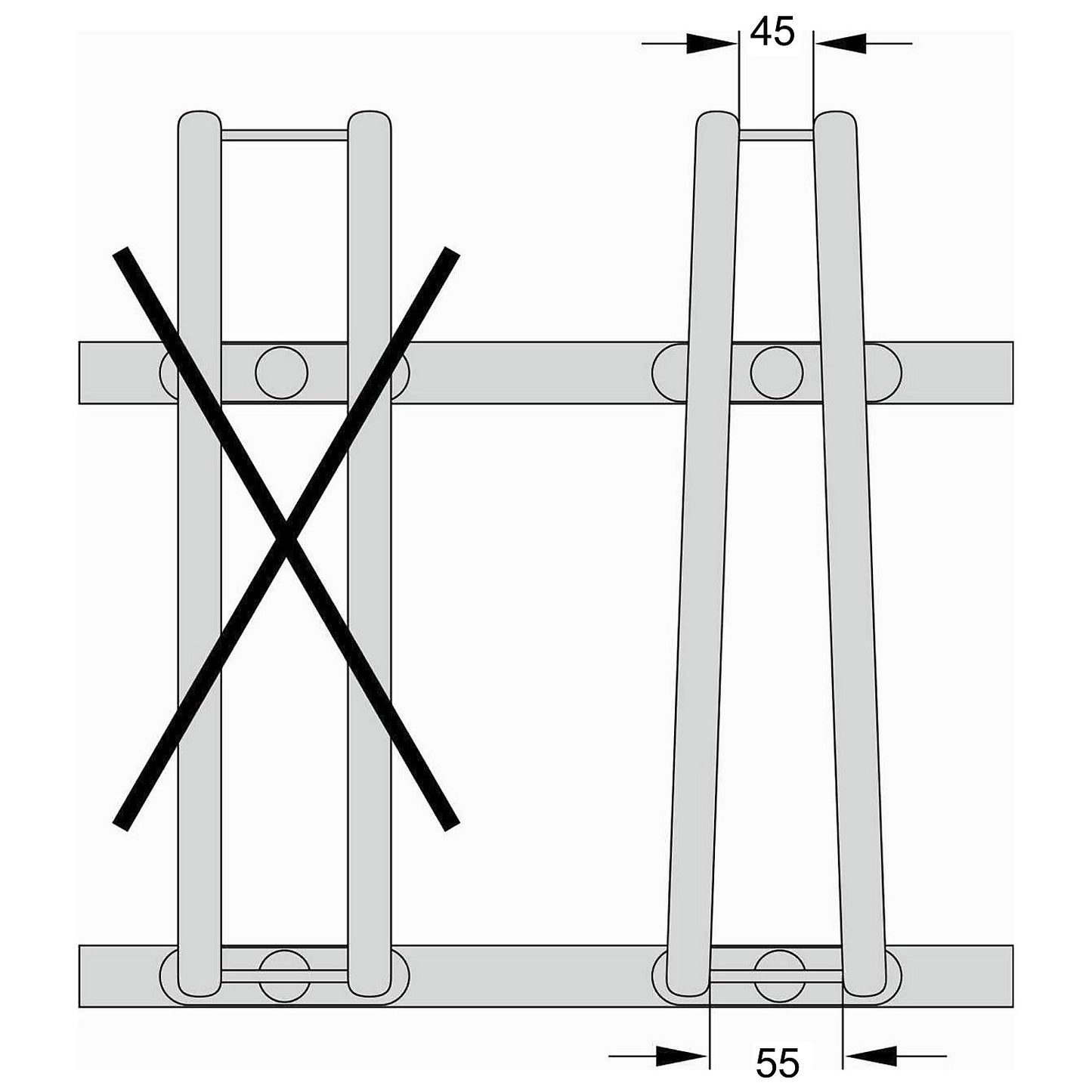Bicycle rack, bars made of 18 mm steel tubing, double sided rack, hot-dip galvanised, 12 parking spaces.