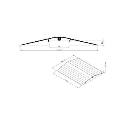 Threshold plate, two-part, max. load 500 kg, LxW 600 x 700 mm.